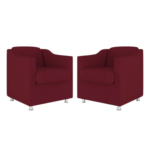 Kit 2 Poltronas Bia Decorativa Reforçada Recepção Clinica Salão Sala de Estar Suede:marsala