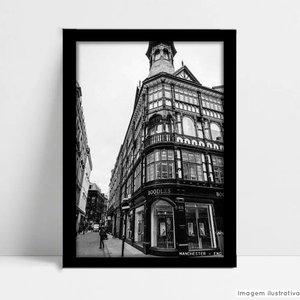 Quadro Decorativo Monumento Cidade Manchester em Moldura Caixa Tacolado Moldura Caixa Alta 4,5cm Bra