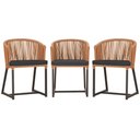 Ver imagem 1 de 3 Cadeiras de Jantar Área Noronha em Alumínio com Pintura Marrom Corda Náutica E11 Trama Original