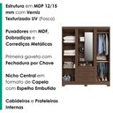 Ver imagem 4 de Guarda Roupa Casal com Espelho 3 Portas 3 Gavetas Capelinha 166 cm Jacaranda Zanz