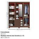 Ver imagem 3 de Guarda Roupa Casal com Espelho 3 Portas 3 Gavetas Capelinha 166 cm Jacaranda Zanz