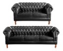 Ver imagem 1 de Conjunto Sofá Dom Pedro 2 e 3 Lugares Chesterfield Capitonê - Couríssimo Preto