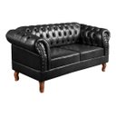 Ver imagem 3 de Conjunto Sofá Dom Pedro 2 e 3 Lugares Chesterfield Capitonê - Couríssimo Preto