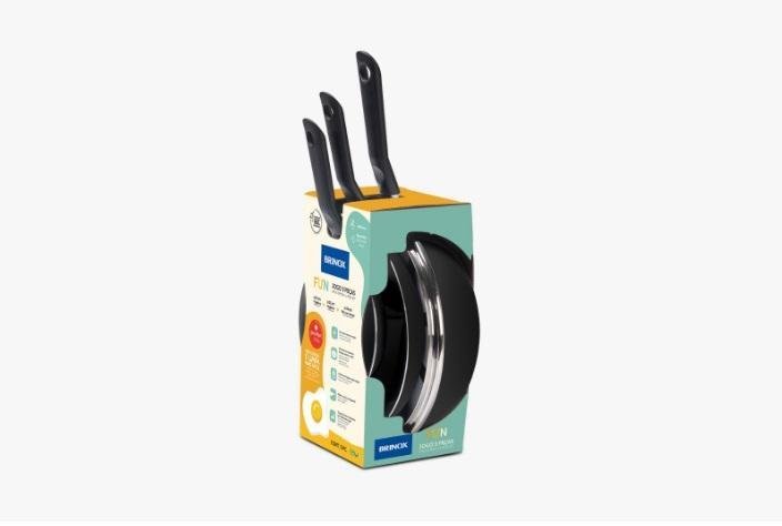 Jogo 3 peças frigideiras e wok brinox - 1