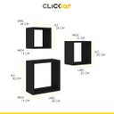 Ver imagem 2 de Kit 3 Nichos Prateleiras Decorativos Quadrado 30 Cm Sala Quarto Escritório Mdp Preto - Clicklar