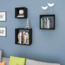 Ver imagem 1 de Kit 3 Nichos Prateleiras Decorativos Quadrado 30 Cm Sala Quarto Escritório Mdp Preto - Clicklar