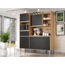 Ver imagem 3 de Kit Cozinha Compacta 160cm com 5 Portas 1 Gaveta Isabel Amêndoa / Preto - Ajl Móveis