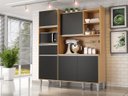 Ver imagem 3 de Kit Cozinha Compacta 160cm com 5 Portas 1 Gaveta Isabel Amêndoa / Preto - Ajl Móveis