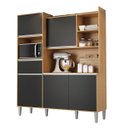 Ver imagem 1 de Kit Cozinha Compacta 160cm com 5 Portas 1 Gaveta Isabel Amêndoa / Preto - Ajl Móveis