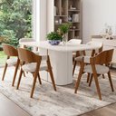 Ver imagem 3 de Mesa de Jantar 6 Lugares Retangular Tampo Vidro Verbena N01 Off White - Lyam Decor