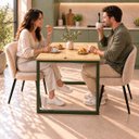 Ver imagem 4 de Mesa de Jantar Reforçada Industrial 70x80cm Tampo Bege Pés Verde
