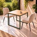 Ver imagem 2 de Mesa de Jantar Reforçada Industrial 70x80cm Tampo Bege Pés Verde