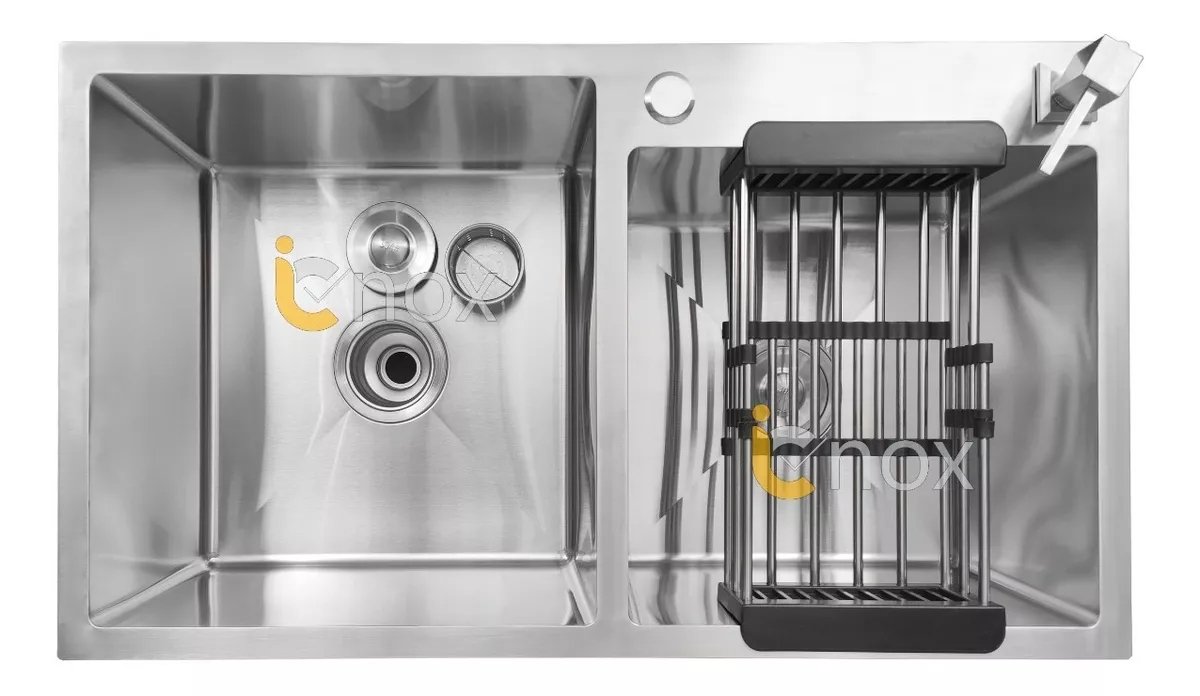 Cuba Dupla Inox Aruba 80x45 Cm Válvulas Escorredor Dispenser - 3