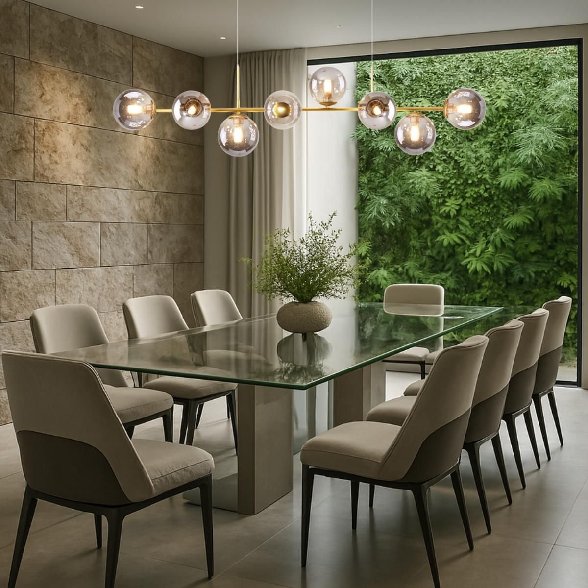 Ver imagem 3 de Luminária Lustre 8 Globos 128cm X 118cm Jabuticaba Pendente Teto Gimpo Kjdd-e-544-gold-smoky-8