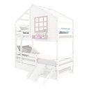 Ver imagem 2 de Treliche Casinha com Janela com Escada/ Escorregador e Grade de Proteção Madeira Maciça Branco/