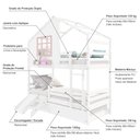 Ver imagem 4 de Treliche Casinha com Janela com Escada/ Escorregador e Grade de Proteção Madeira Maciça Branco/