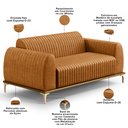 Ver imagem 4 de Sofá 2 Lugares para Sala de Estar Molino 150cm D02 Base Castanho Pés D'ouro Couríssimo Whisky B-90 -