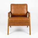 Ver imagem 3 de Poltrona Mona Luxo Madeira Maciça Corino Caramelo para Sala de Estar Decorativa Moderna