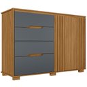 Ver imagem 2 de Cômoda para Quarto 4 Gavetas 2 Portas 147cm Texas Marrom/Freijó/Cinza