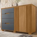 Ver imagem 1 de Cômoda para Quarto 4 Gavetas 2 Portas 147cm Texas Marrom/Freijó/Cinza