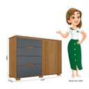 Ver imagem 3 de Cômoda para Quarto 4 Gavetas 2 Portas 147cm Texas Marrom/Freijó/Cinza