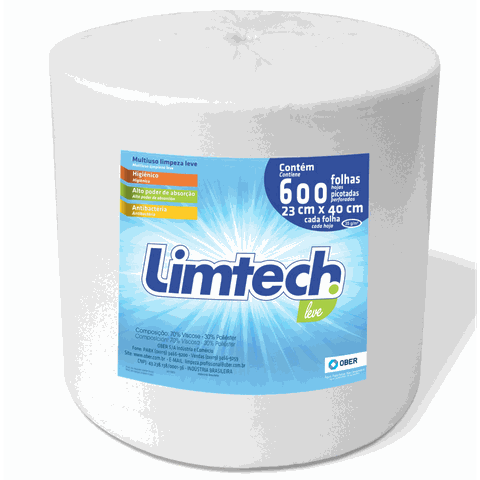 Pano Multiuso Limtech - 23cm X 240m - 600 Folhas - 35g/m² - Branco