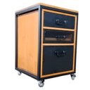 Ver imagem 4 de Gaveteiro Office Estilo Industrial com 3 Gavetas e 4 Rodízios - Ferro em Preto e Madeira Tom Castanh