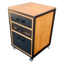 Ver mais imagens de Gaveteiro Office Estilo Industrial com 3 Gavetas e 4 Rodízios - Ferro em Preto e Madeira Tom Castanh