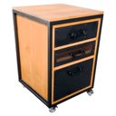 Ver imagem 5 de Gaveteiro Office Estilo Industrial com 3 Gavetas e 4 Rodízios - Ferro em Preto e Madeira Tom Castanh