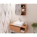 Ver imagem 1 de Conjunto de Banheiro Balcão Suspenso Bn3601 S/ Cuba 80cm e Armário C/ Espelho Bn3608 Amêndoa -