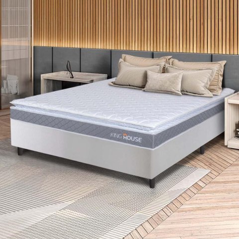 Conjunto Box Branco Durban Cinza Espuma D28 Viúva 128x188x57 - King House