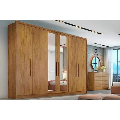 Guarda Roupa Robust c/ Espelho 6 Portas 6 Gavetas Nh Rei de Casa Cumaru