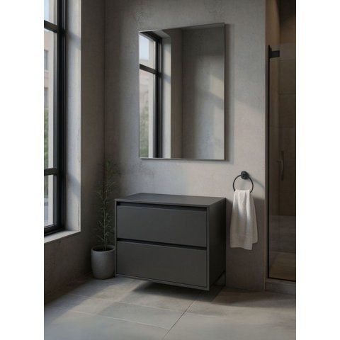 Gabinete para Banheiro com Espelheira 80cm MDF Grafite Dubai - On Móveis