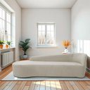 Ver imagem 1 de Recamier Curvo Orgânico 200cm 3 Lugares Lado Esquerdo para Sala de Estar em Linho Paris Bege