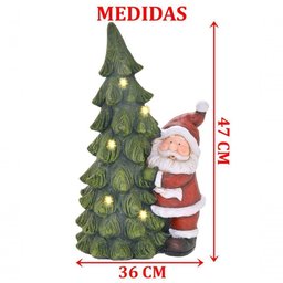 Estatueta Natalina Papai Noel Árvore Natal Leds Luzes 47cm - 2