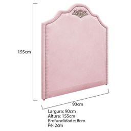 Kit Cabeceira e Calçadeira Solteiro Orlando P02 90 cm para cama Box Suede - Amarena - 4