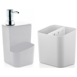 Kit Escorredor Porta Talheres e Dispenser Detergente Sabão Líquido Branco ou - 1