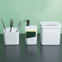 Ver imagem 5 de Kit Escorredor Porta Talheres e Dispenser Detergente Sabão Líquido Branco ou