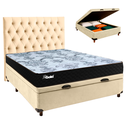 Ver imagem 1 de Cama + Bau Perola e Colchão Molas Ensacadas Casal - Life Gold Paropas + Cabeceira