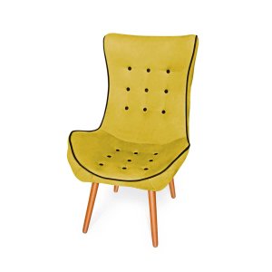 Poltrona Jéssica Pés Palito Madeira Suede:amarelo