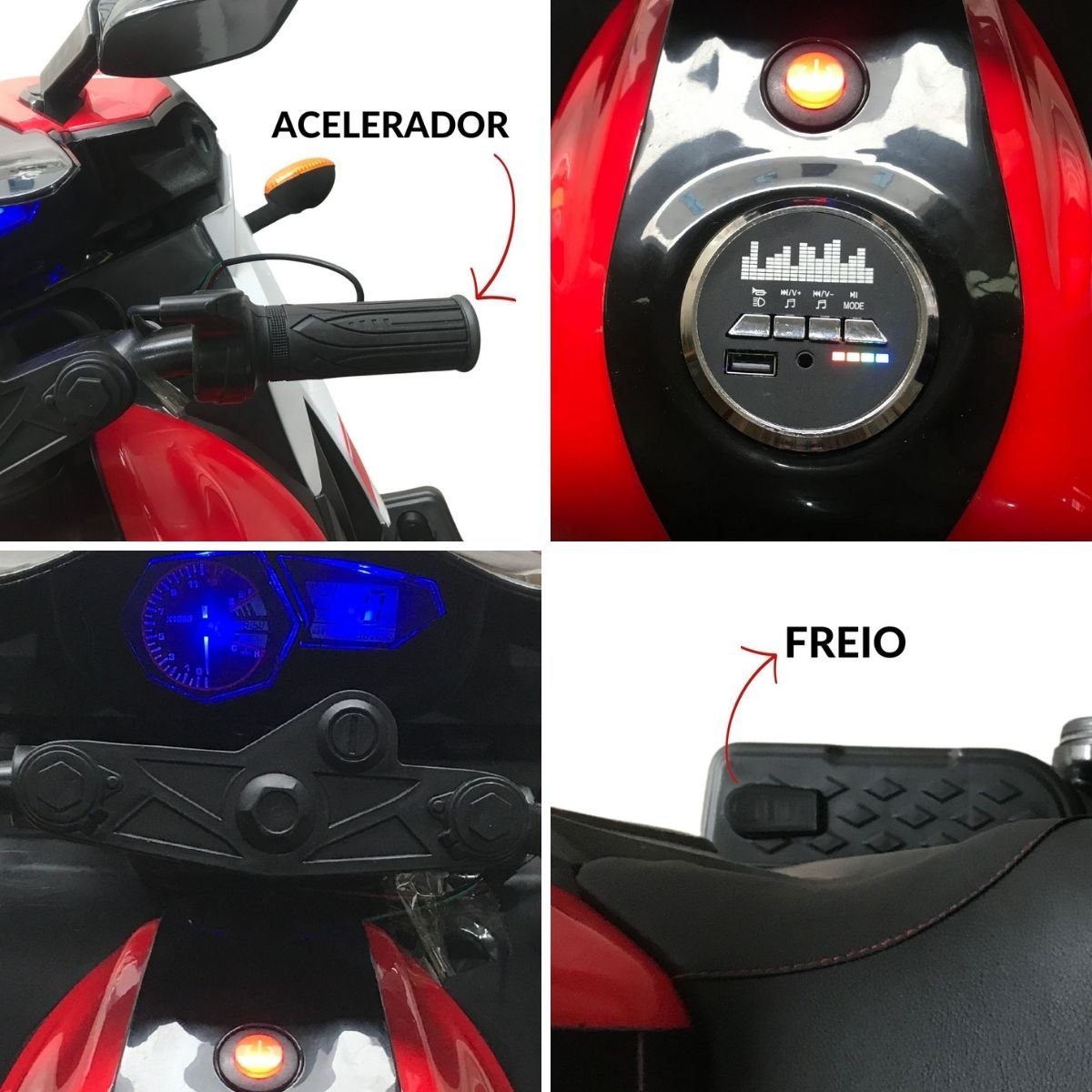 Mini Moto Motinha Elétrica Infantil 12v Roda Eva Som Farol Led Brinqway Bw300 - 4