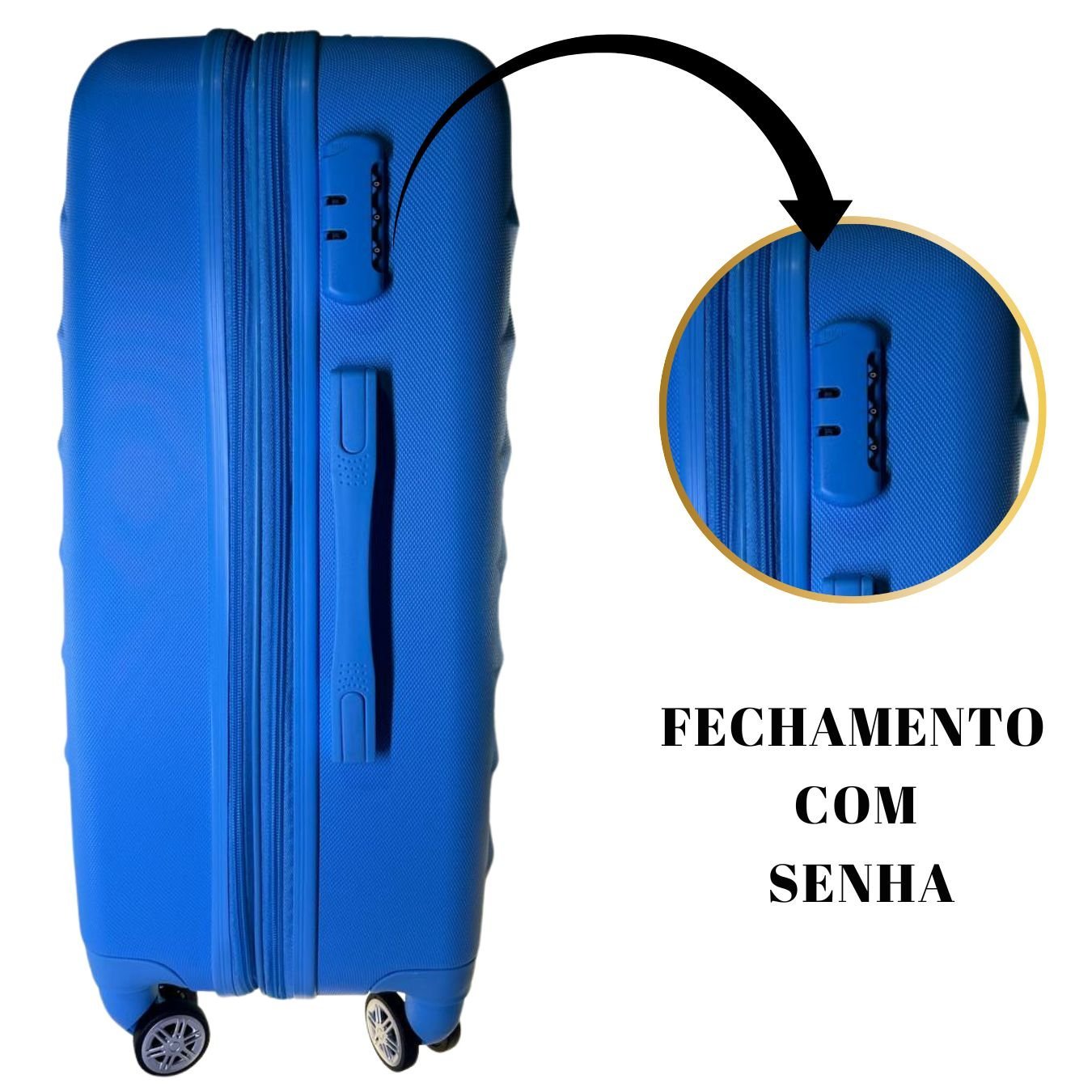 Mala de Viagem Rodinha Abs Media 23kg Rígida Cor:azul Bb - 3