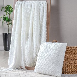 Manta Tricot Style Decorativa 127x152 Toque Super Macio Branco