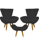 Ver imagem 1 de Kit 2 Poltronas Decorativas Para Sala Recepção Escritório Consultório + Puff Emilia Suede