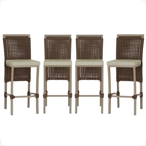 4 Banqueta em Alumínio Roma Fendi Corda Náutica Tecido 7