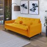 Sofá Cama Reclinável Yara Casal 2,08m Pés de Ferro Suede Amarelo Império Estofados - 1