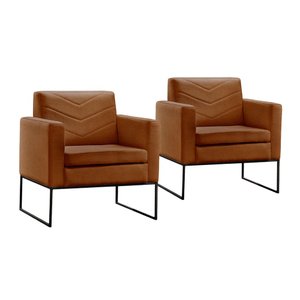 Conjunto - 2 Poltronas Apolo Preta Corino Caramelo