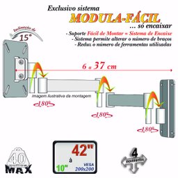 SUPORTE TV 10" a 42" VESA 200X200 4 MOVIMENTOS BRANCO - 11