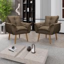 Ver imagem 1 de Kit 02 Poltronas Decorativas Opala Lux Sala Recepeção Marrom - Visan Estofados