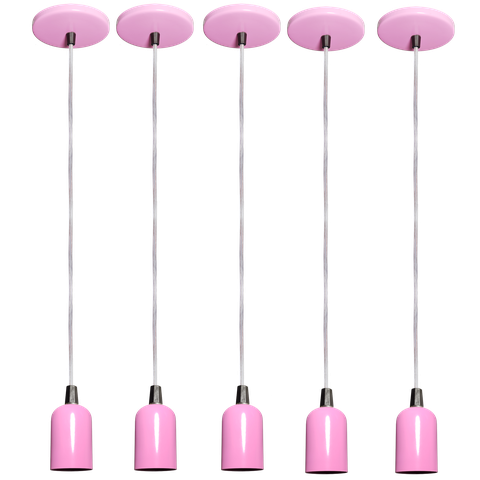 Kit 05 Pendente Moderno Modelo Clean Rosa Todos Ambientes